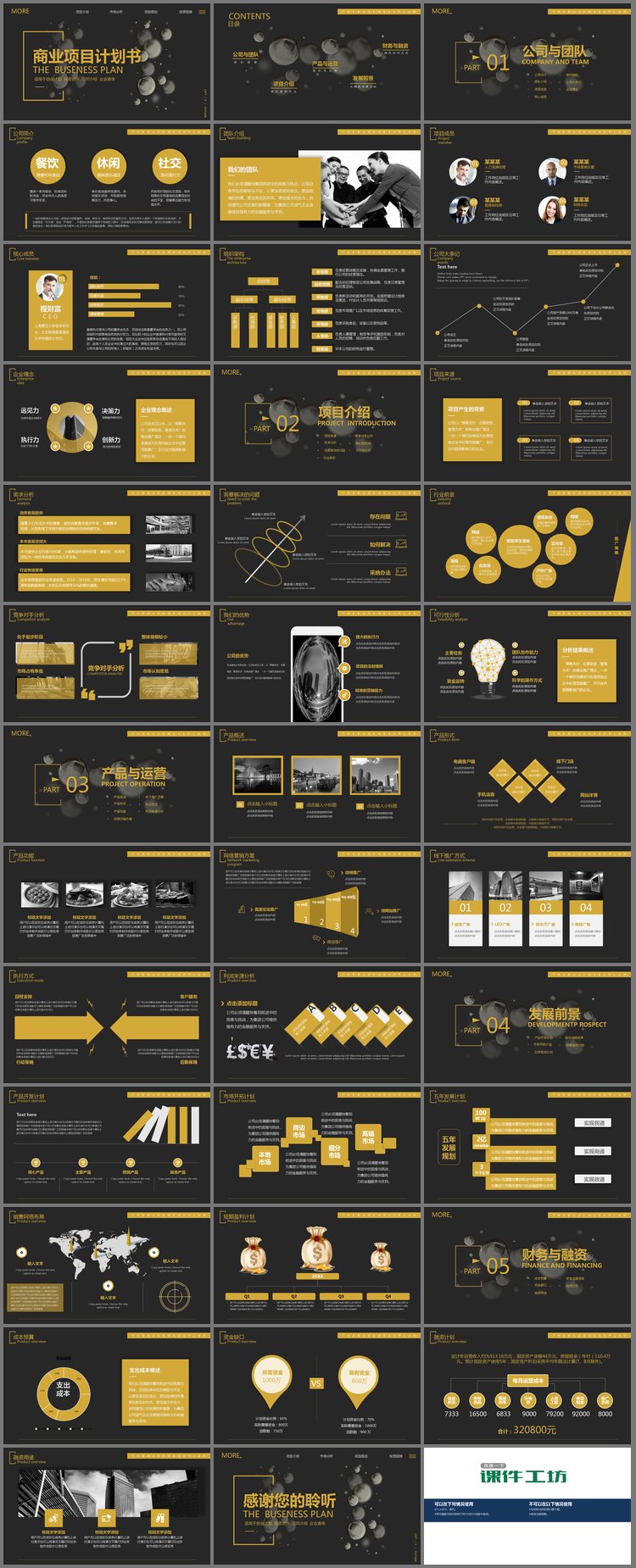 PPT模板-黑金配色高端商业计划书PPT模板