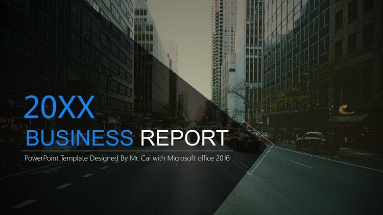 欧美城市街道背景的商务PPT模板