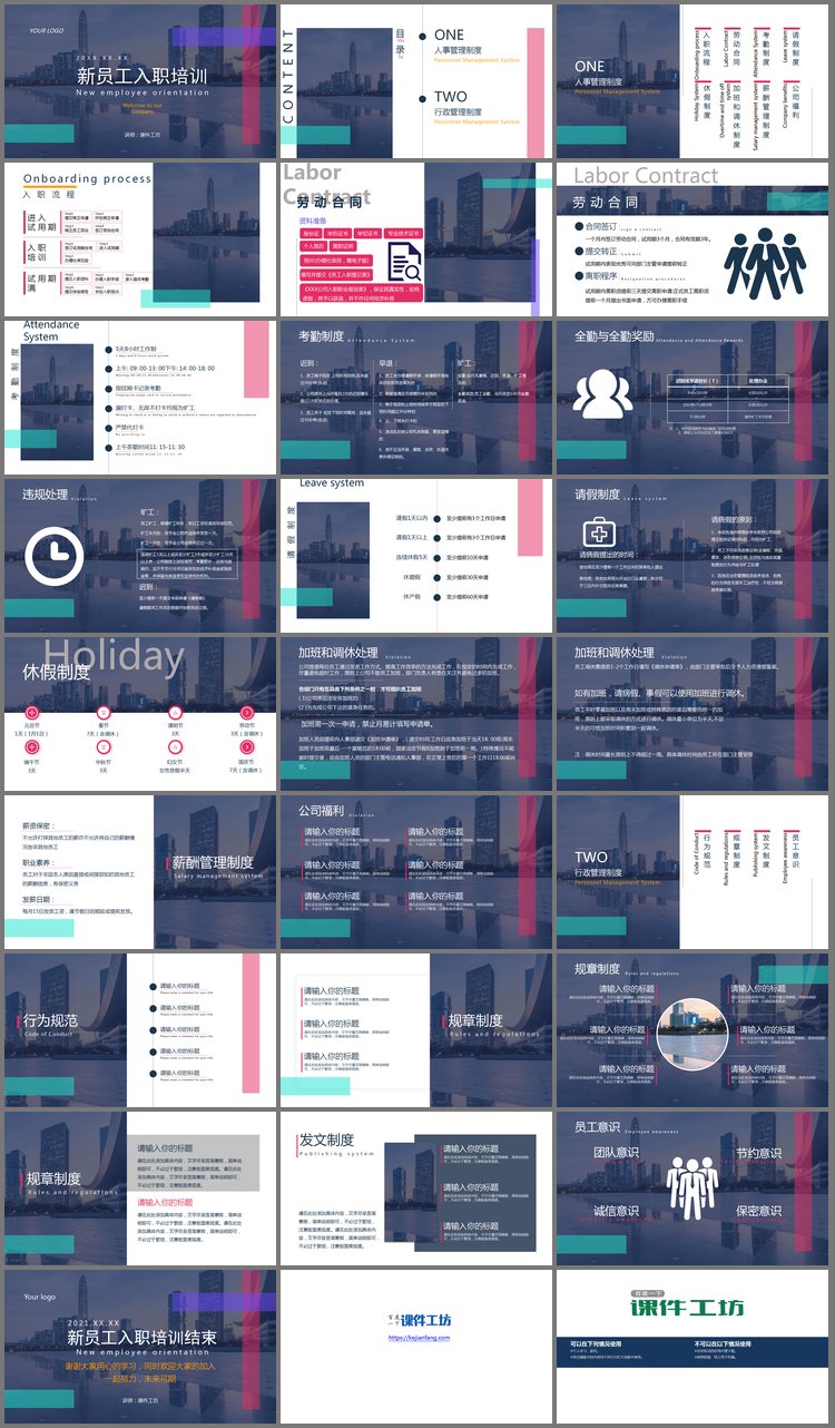 PPT模板-详细的新员工入职培训PPT模板
